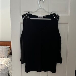 Calvin Klein Black Studded Cold Shoulder Blouse